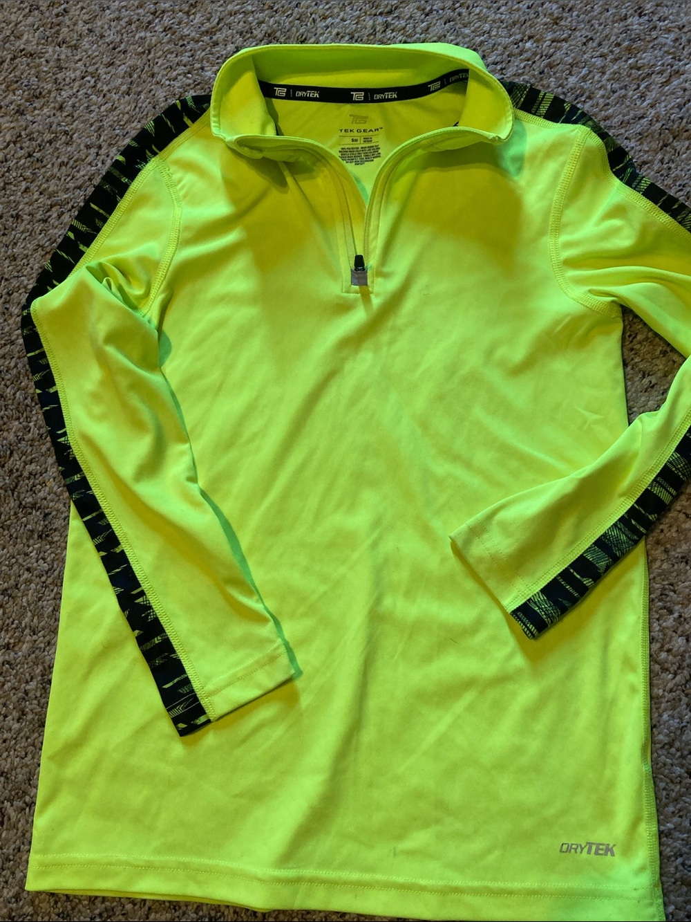 tek gear Boys' Neon Yellow Long-Sleeve Quarter-Zip Active Top